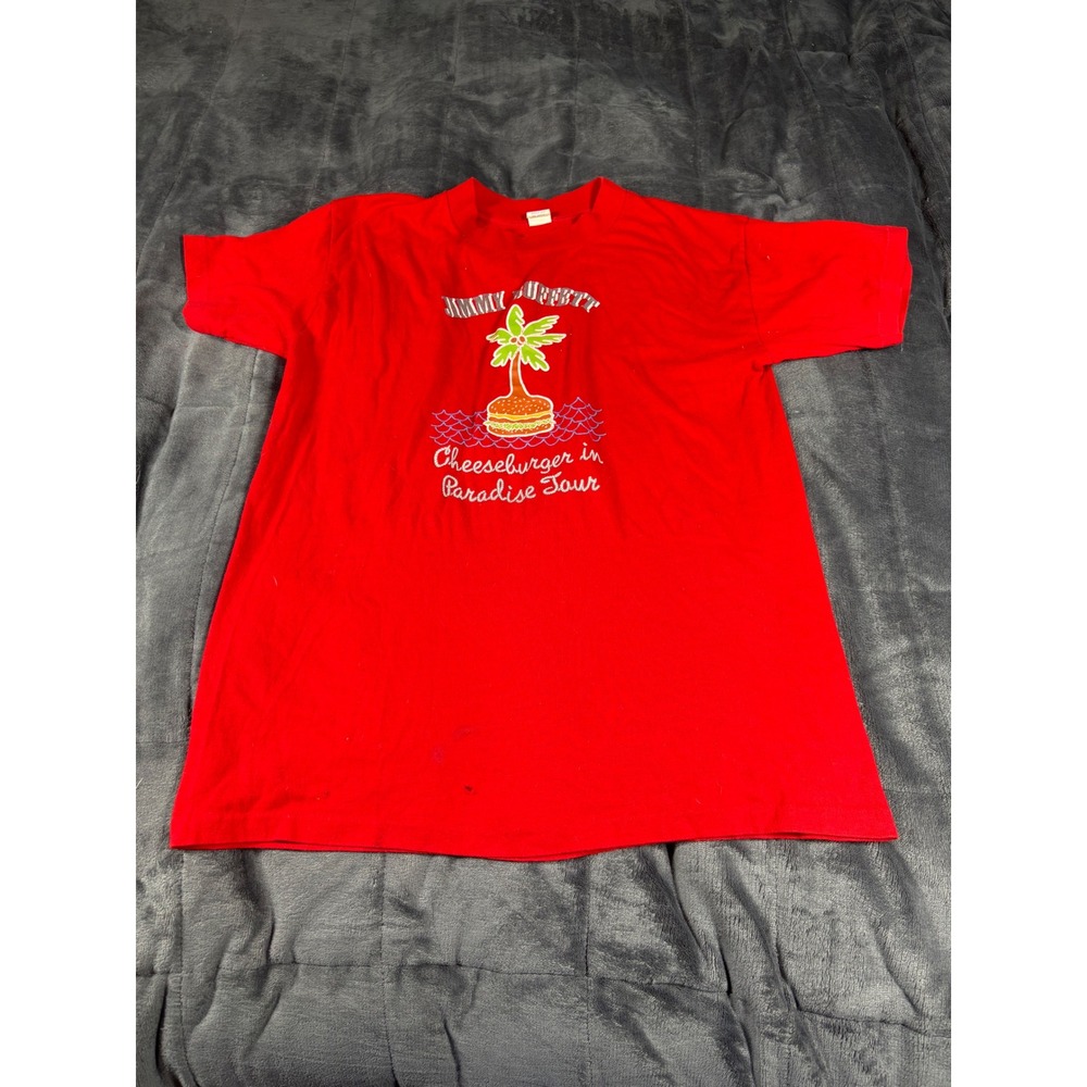 Vintage Jimmy‎ Buffett Cheeseburger in Paradise Tour T-Shirt Red Mens Large L